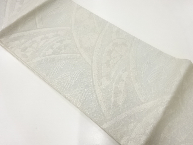 JAPANESE KIMONO / ANTIQUE FUKURO OBI FOR SUMMER / SILK / WOVEN KIKU